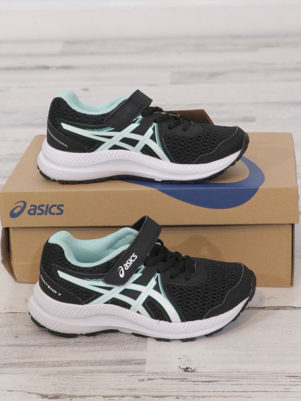 Asics Kids - Contend PS (Pre School) Size K 11 in Black/Fresh Ice New in box - Picture 3 of 10